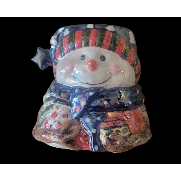 Christmas Jolly Snowman Ceramic Candle Style Eyes by Baum Bros Never used! VTG - Picture 7 of 8